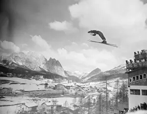 Olympian Jumping in Mid Air on Skis