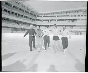 David Jenkins Prints: Olympians Practice on Skating Rink