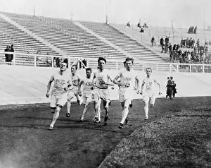 Prints of (Original Caption). Olympic Games, London, England 1908-1500 meter flat race final rounding the bend Capturing Glory: A Journey Through Olympic History: Olympic 1500 Meter Race