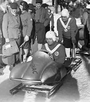 Oslo Prints: Olympic Bobsled Racers Getting into Position for Race
