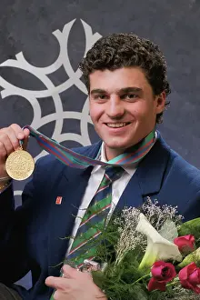 Calgary Prints: Olympic Champ Showing Medal