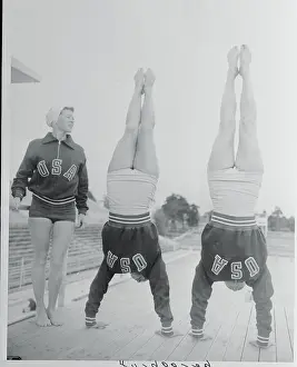 Helsinki Prints: Olympic Divers Performing Handstands