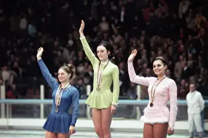 Grenoble Prints: Olympic Ladies Skating Winners Waving