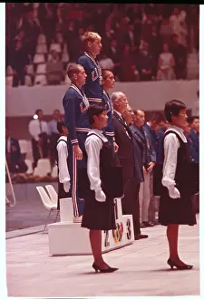 Olympic Medal Winners During Victory Ceremony