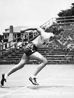 Relay Racer Prints: Olympic Sprinter Helen Stephens Running on Track Field