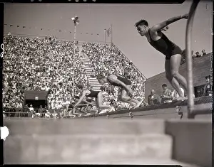 Diving Prints: Olympic Swimmers Dive in Relay