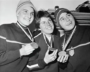 Olympic Winners for Ladies Slalom Posing with Medals