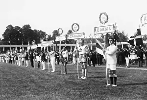 Prints of (Original Caption) 1920: Scene at the Olympic Games at Antwerp, Belgium - Line up of teams of various countries at opening ceremony Capturing Glory: A Journey Through Olympic History: Olympics Antwerp Opening Ceremony