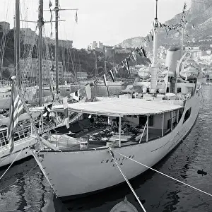 Monaco Prints: Onassis Yacht Sitting at the Dock