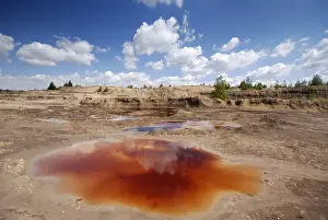 Destruction Prints: Opencast mining landscape south of Leipzig, Saxony, Germany, Europe