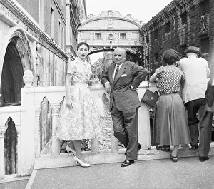 Opera Singer Maria Callas and Husband on Outdoor Balcony