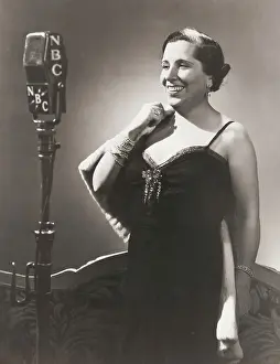 Opera Star Lucrezia Bori at NBC Microphone