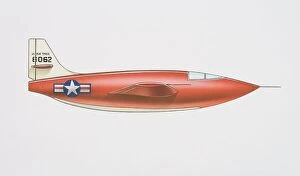 Dorling Kindersley Prints Collection: Orange Bell X-1 military plane, side view