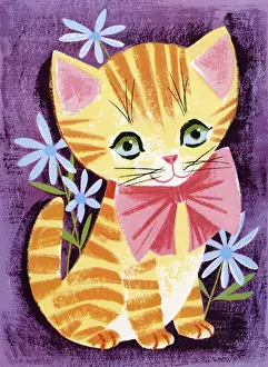 Orange Cat Wearing Bow