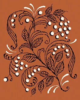 Pattern Artwork Illustrations Collection: Orange Leaf and Berry Pattern