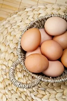 Nourishment Collection: Organic eggs in a basket