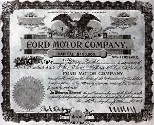 Economics Prints: Original Ford Motor Co. Stock Certificate