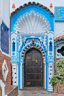 Perfect Puzzles Gallery: An ornate blue and white doorway in the Blue City of Chefchaouen
