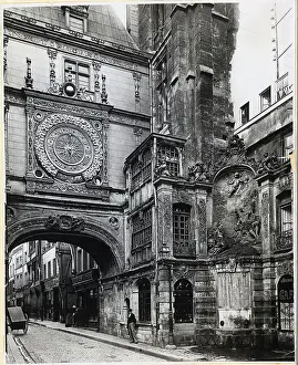 Rouen Prints: Ornate Clock Over Arched Passageway