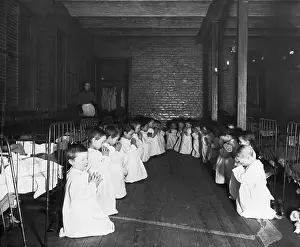 Orphanage Prints: Orphan Boys Praying Before Bedtime