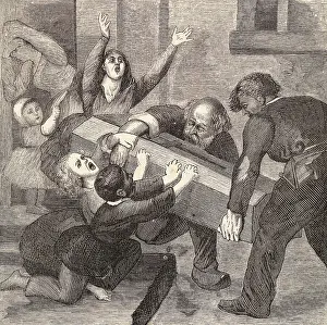 Orphaned Children Crying as Coffin is Removed