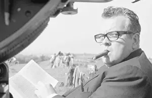 Orson Welles Smoking Cigar on Film Set