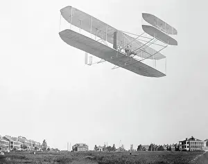 Biplane Prints: Orville Wright Flying Airplane