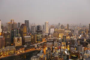 Images Dated 16th May 2015: Osaka skyline seen at dusk