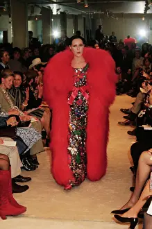 Oscar De La Renta Red Fur Coat