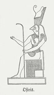 Death Collection: Osiris, egyptian god of the afterlife, wood enfraving, published 1881