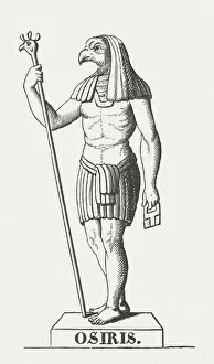 Sculpture Gallery: Osiris, Egyptian god of the afterlife, wood engraving, published 1878