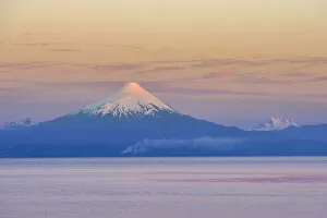 Chilean Lake District Collection: Osorno volcano in the evening light, Frutillar, Los Lagos Region, Chile