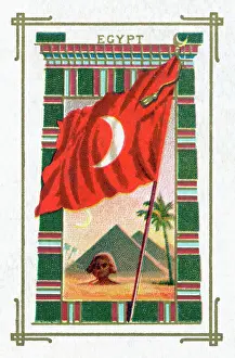 Pyramid Prints: Ottoman Egyptian Flag W/Pyramids