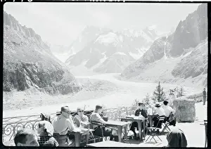 Outdoor Cafe in Chamonix, French Alps With View of Glacier Pathway