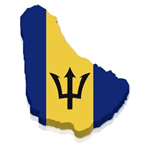 Dimensional Prints: Outline and flag of Barbados, 3D