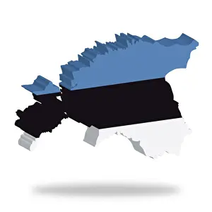 Dimensional Prints: Outline and flag of Estonia, 3D, hovering