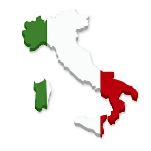 Ensign Gallery: Outline and flag of Italy, 3D