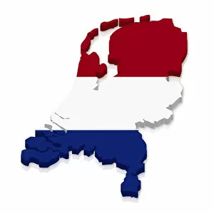 Dutch Gallery: Outline and flag of the Netherlands, 3D