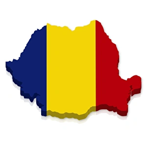 Ensign Gallery: Outline and flag of Romania, 3D
