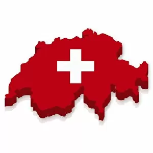 Outline and flag of Switzerland, 3D