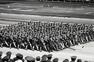 Overhead Of Women Soldiers Marching