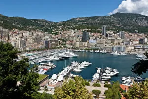 Boat Gallery: Overlooking the harbour of Monaco, Port Hercule, Monte Carlo, Principality of Monaco, Cote dAzur