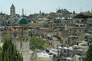 Historic Gallery: Overlooking the Old City of Jerusalem, Israel, Middle East