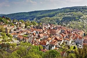 Overlooking Spangenberg, Schwalm Eder district, Hesse, Germany, Europe, PublicGround