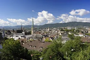 Churchtowers Prints: Overlooking Zurich, Switzerland, Europe