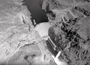 Prints of (Original Caption). Las Vegas, Nevada: A view of the Boulder dam from the air A Timeless Collection of Hoover Dam Photography: Overview of Boulder Dam