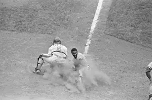 Sliding Prints: Ozzie Smith Slides Home Safe Past G.Cart