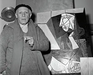 Cubist Prints: Pablo Picasso with One of His Works