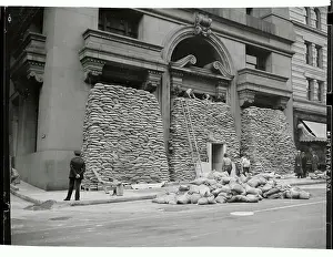 The Pacific and Telegraph Building Covered with Sandbags