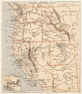 New Mexico Collection: Pacific USA states map 1869